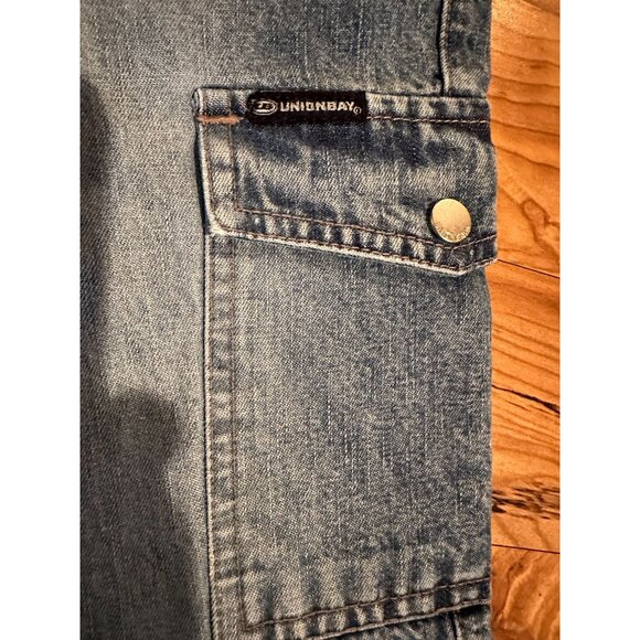 Vintage Unionbay Cargo Jeans Y2K Junior Size 7 Wide Leg Pockets Rare 2000s Denim - Picture 5 of 9